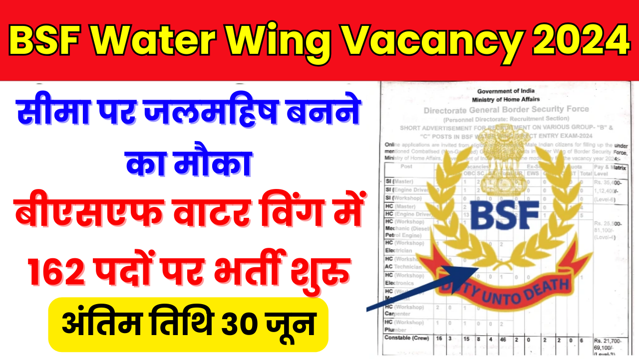 BSF Water Wing Vacancy 2024