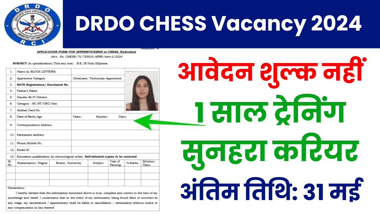 DRDO CHESS Vacancy 2024