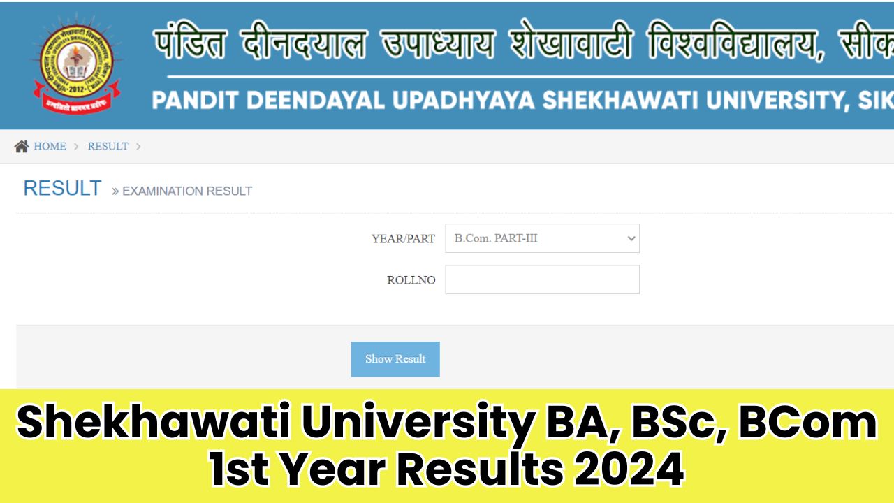 Shekhawati University BA, BSc, BCom 1st Year Results 2024