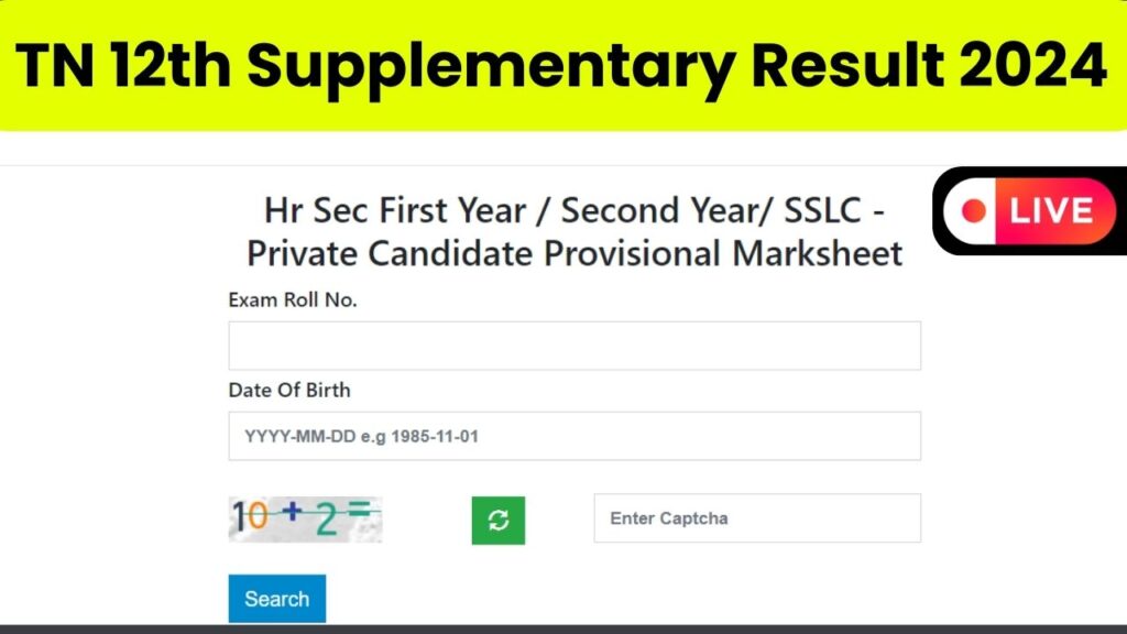 TN 12th Supplementary Result 2024