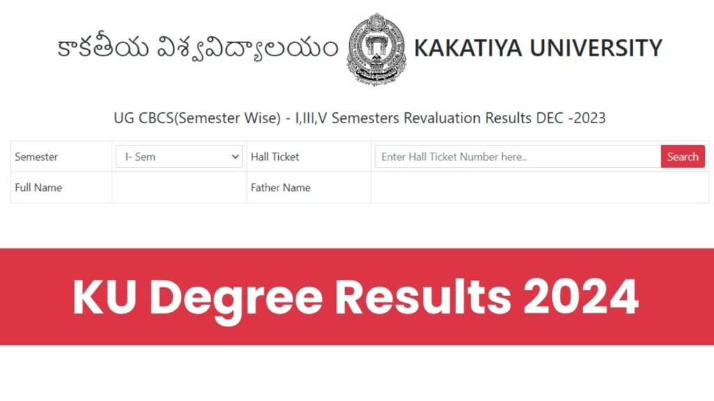 Kakatiya University Degree Results 2024| KU Degree Results 2024 Released