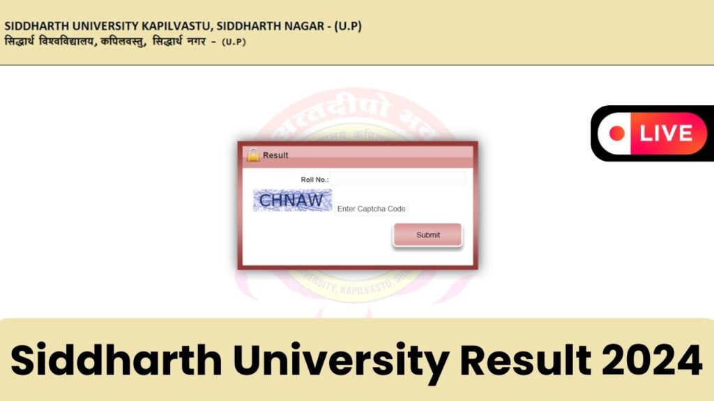 Siddharth University Result 2024 for BA, BSc, BCom, BBA, BCA Even Semester