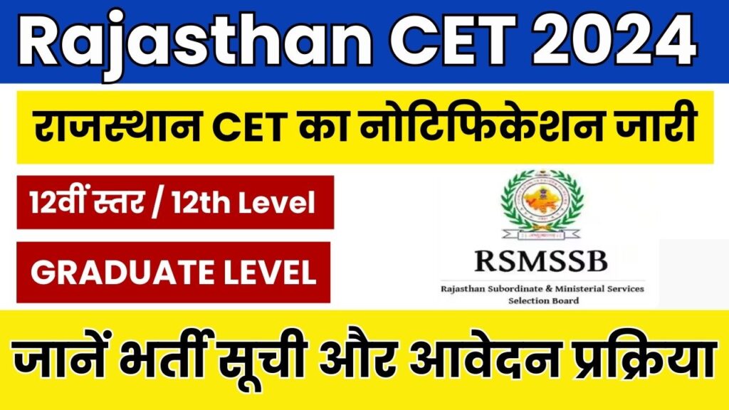 Rajasthan CET 12th Level Notification 2024